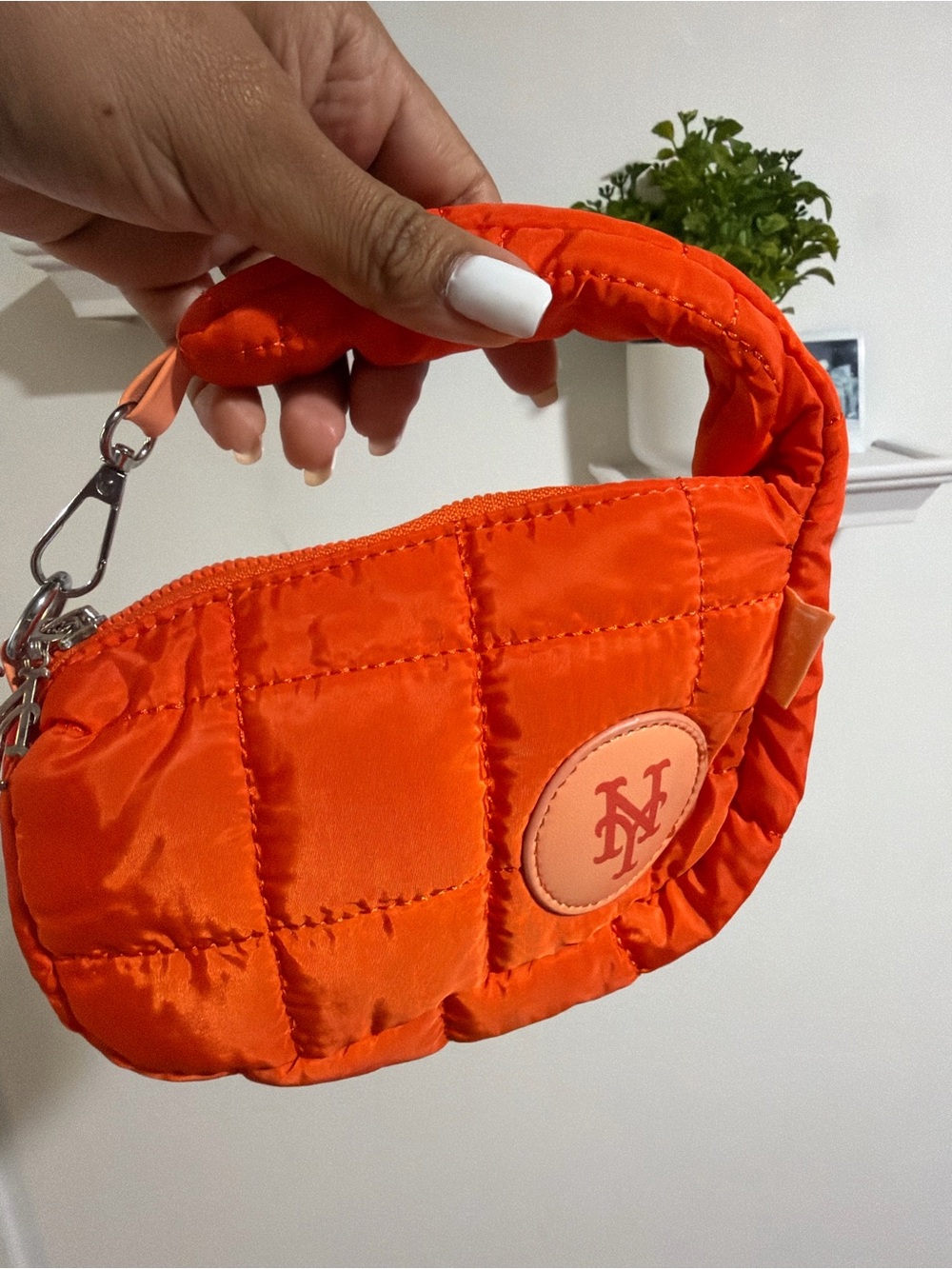 Quilted Mini Top-Handle Bag in Bright Orange